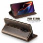OnePlus 6T Case Vintage Book Style Phone Case, Glossy Leather Business Flip Fo