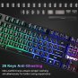 NPET K10 Wired Backlit Floating Gaming Keyboard, Mechanical Feeling Rainbow Illu