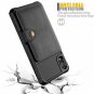 iPhone XR Case with Card Holder, Emopeak Protective Carbon Fiber Credit Card Cas