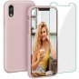 Case for iPhone XR, Liquid Silicone Full Protective Phone Cover with Free Temper
