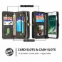 Spritech OnePlus 6T Wallet Case,Handmade Leather Large Capacity Detachable [Scra