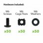 NavePoint M6 Cage Nuts Screws for Server Shelves Cabinets 50 Pk Rack Mount