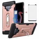 Samsung Galaxy Note 9 Wallet Phone Case with Friendly Curved Tempered Glass Scre