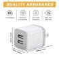 USINFLY USB Wall Charger, UL Certified 4Pack 2.1A/5V USB Plug Dual Port Charger