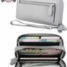 YALUXE Women's RFID Blocking Security Double Zipper Large Smartphone Wristlet L