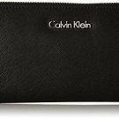 Calvin Klein Saffiano Leather Zip Continental Wallet,Black,One Size