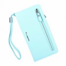 Leather Wallet RFID Blocking Zipper Purse Checkbook Card Holder Organizer Sky Bl