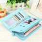 Leather Wallet RFID Blocking Zipper Purse Checkbook Card Holder Organizer Sky Bl