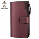 Women's RFID Blocking Large Capacity Luxury Wax Genuine Leather Clutch Wallet C