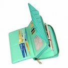 CILLA Rhombus Women Leather Wallet RFID Blocking Zipper Long Clutch Handbag Card