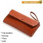 Rfid women's wallets ladies Leather Wristlet organizer with phone slot large ca