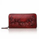 APHISON Designer Women's Leather Zipper Wallets Header Layer Cowhide Embossed C