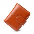 Womens Waxed Leather Short Wallet Small Coin Lady Purses Credit Card Holder Case