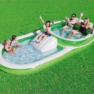 Bestway H2OGO! Two-In-One Wide Inflatable Family Outdoor Pool, Features Dual Poo