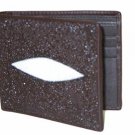 Genuine Stingray Leather Mens Wallet for Credit Cards and ID, Brown
