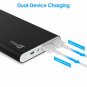 JETech 10,000mAh Portable External Power Bank, Battery Charger, 2Output, Black
