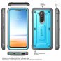 LG G7 Case With Built In Screen Protector Holster Cover Full Body Rugged Blue