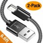 Micro USB Cable Android, Snowkids Micro USB to USB 2.0 Cable (2Pack,6.6Ft) Nylo