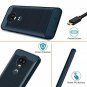 Moto G7 Case HD Screen Protector, Shockproof Carbon Fiber Brushed Texture [Full