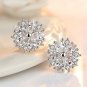 925er Sterling Silver Pink Topaz Cross Diamond Sakura Flower Studs