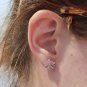 925er Sterling Silver Pink Topaz Cross Diamond Sakura Flower Studs