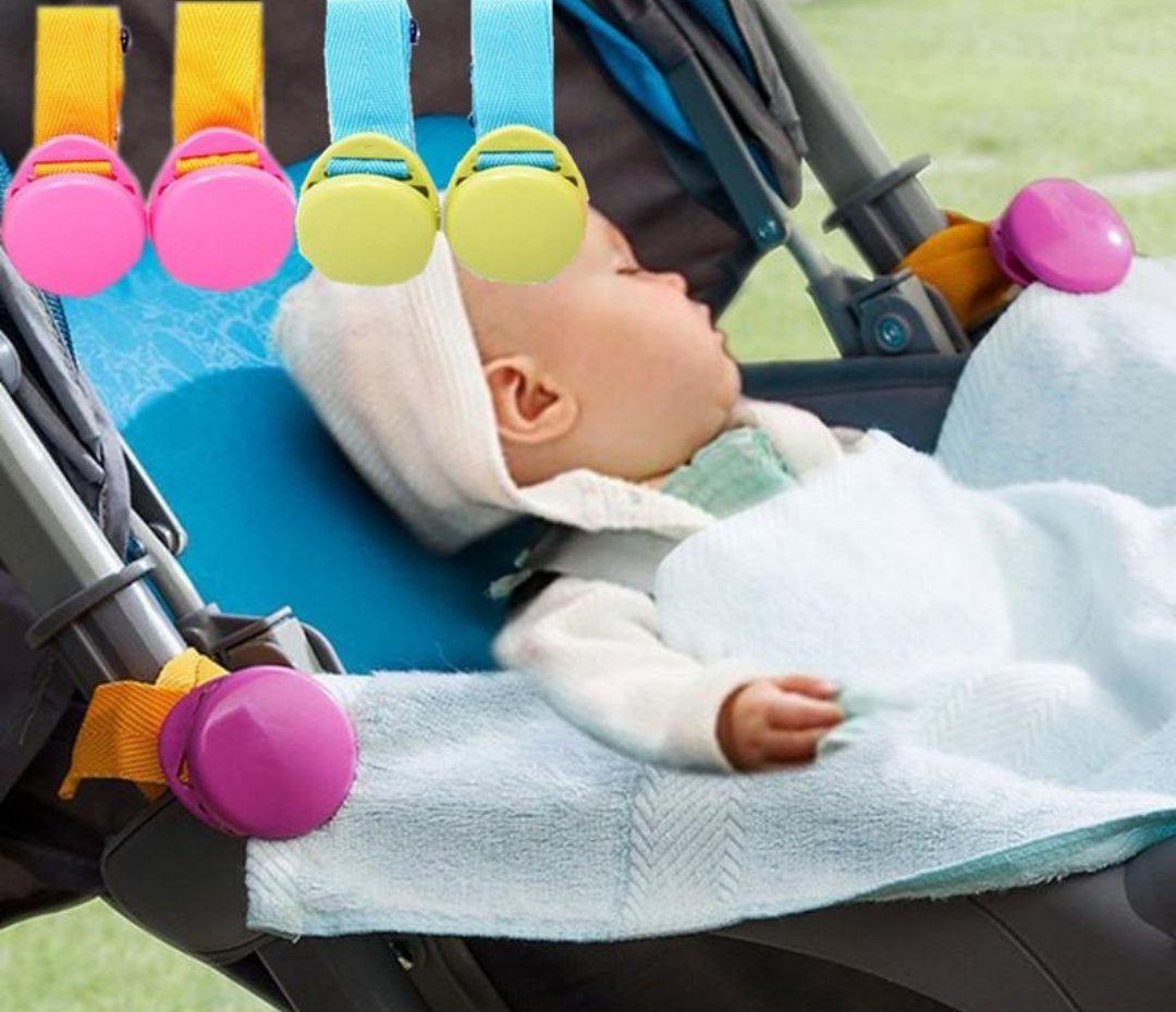 Multi-function Hooks For Baby Stroller Or Car Seats - Green/ Pink