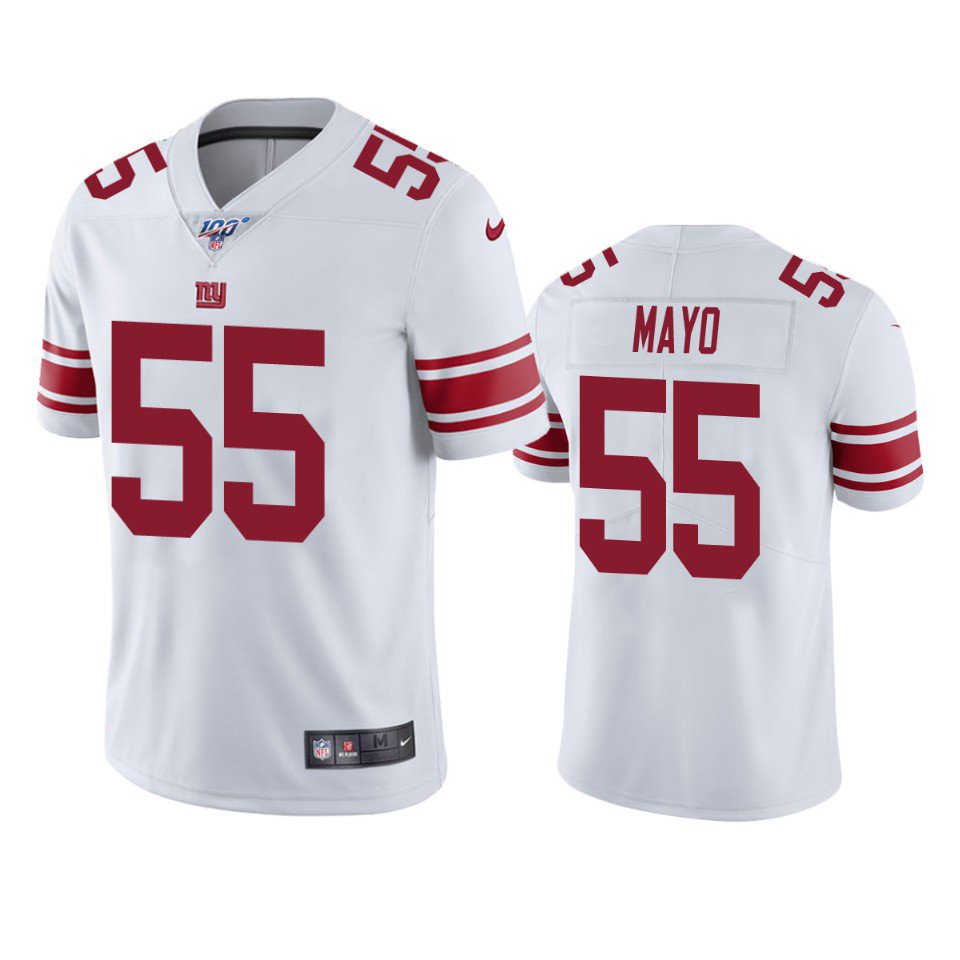 Men's New York Giants #55 David Mayo Whitel 100th Season Jersey