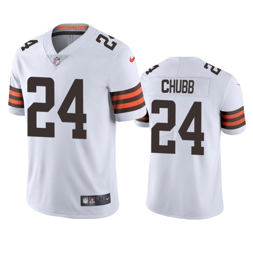 Browns Nick Chubb Vapor Limited White Jersey Men's