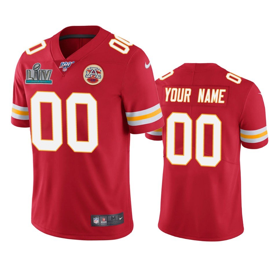 Kansas City Chiefs Custom Super Bowl LIV Red Vapor Limited Jersey
