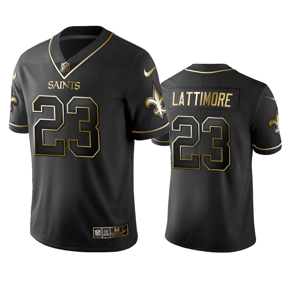 Men's Saints #23 Marshon Lattimore Black Golden Edition Vapor ...