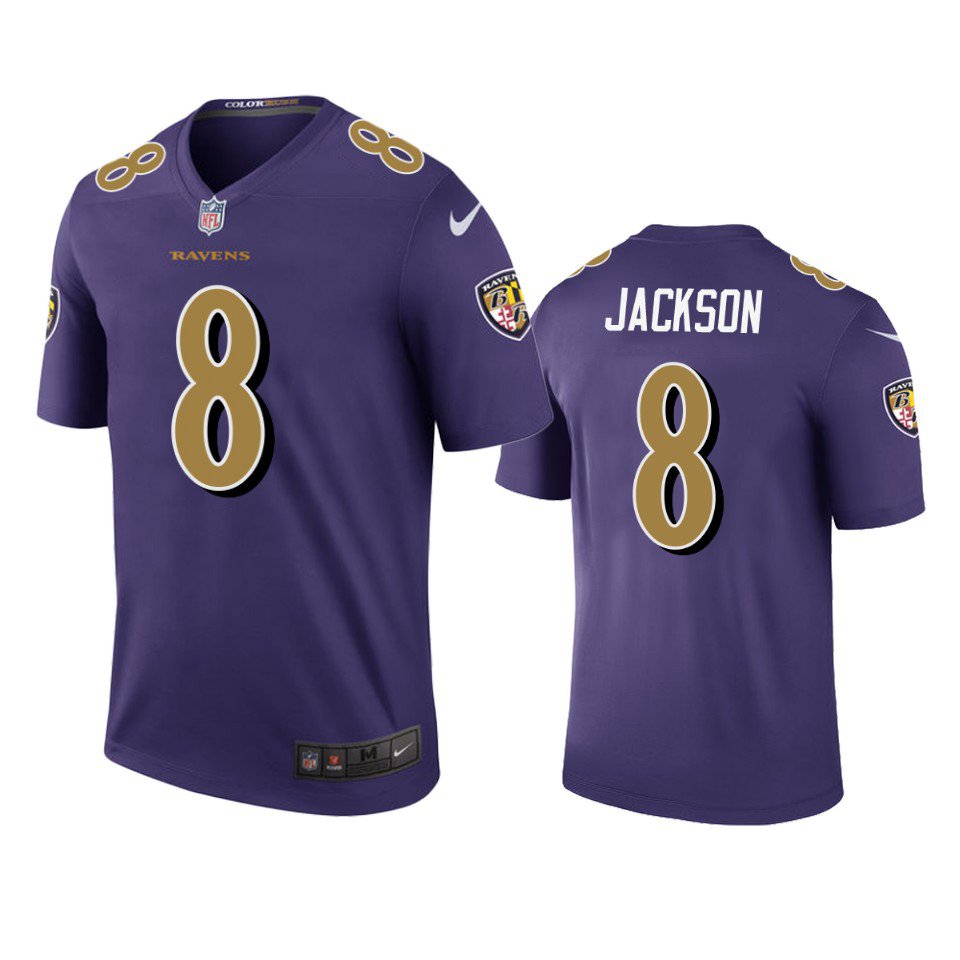 Ravens Lamar Jackson Color Rush Legend Purple Jersey