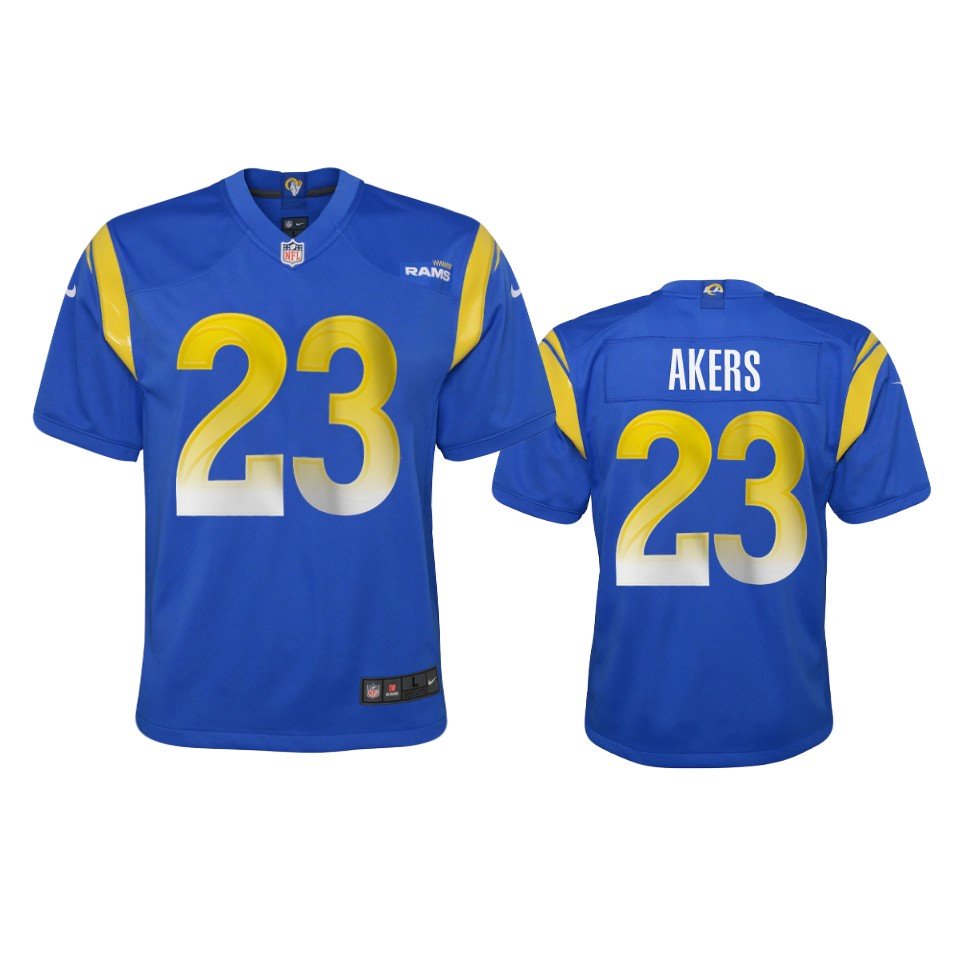 Youth Rams Cam Akers Game Royal Jersey