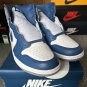 NIKE AIR JORDAN 1 HIGH TRAINERS True Blue White Cement Grey ,