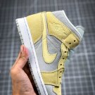 NIKE Air Jordan 1 Mid Mixed Textures Yellow Grey Fog