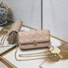 Romantic Paris Dior Lady Mini Bag Phone Pouch Pink Lambskin Cannage