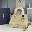 Romantic Paris Elegant Medium Lady D-Lite Bag Gold D-Lace Embroidery