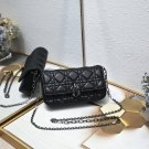 Romantic Paris Mini Lady Dior Phone Pouch Bag Dark Cannage