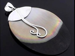 SALE!! - Two Toned Shell in Ornate Silver Bail pendant