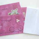Set of 5 Magenta Bicycle Hello cards