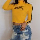 Quentin Tarantino Crop Top Short Tshirt Women Long Sleeve Side Stripe Turtleneck