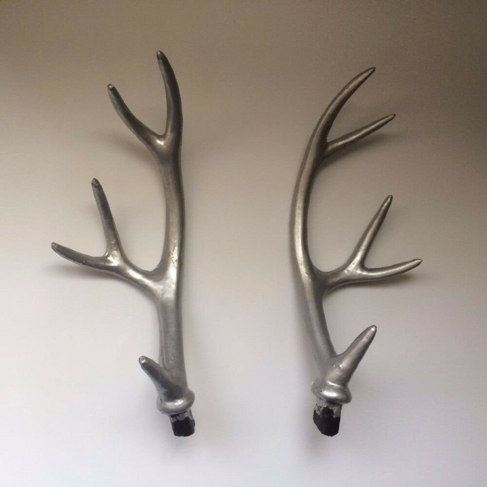 Silver Fake Deer Antlers Artificial Deer 27 Cm Head Horns DIY 1 Pair Home Decor