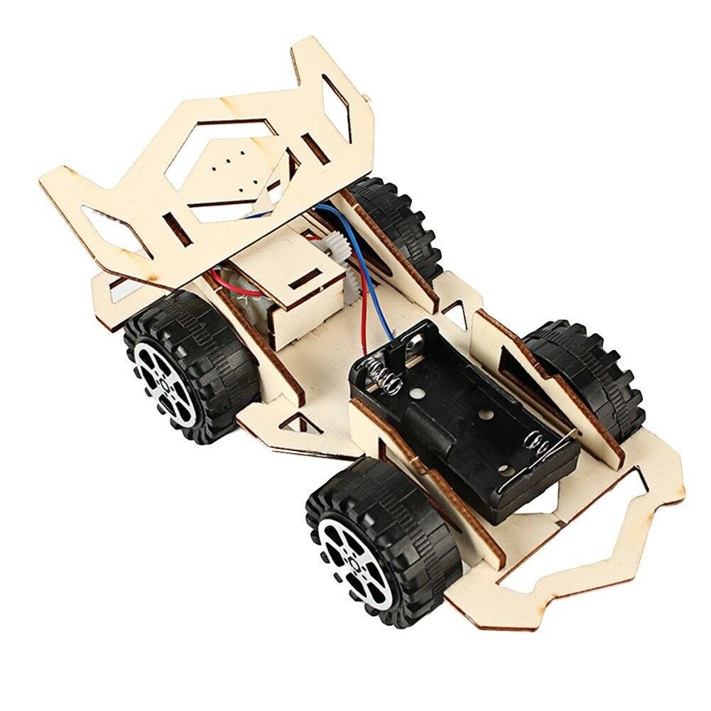 Creative educational electric Wooden car Model Puzzle Kids DIY Vehicle Children
