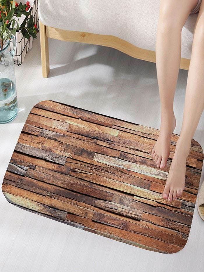 Uneven Wood Pattern Brown Color Bath Mat Toilet WC Antiskid Doormat Bathroom Rug