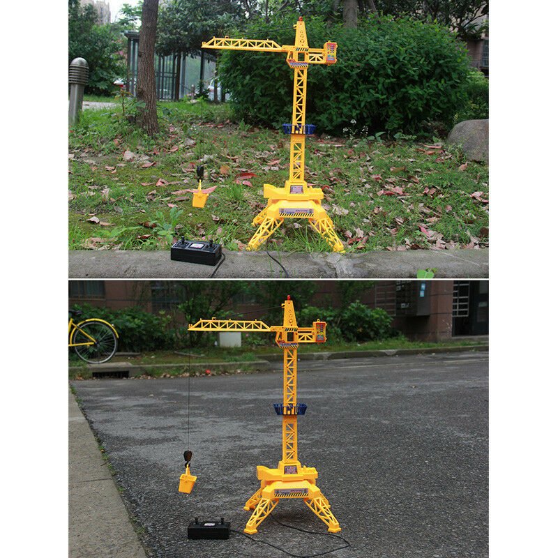 Yellow Tower Crane Toy Remote Control Crane Car Model Kids Engineering Vehicle