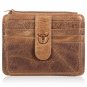 Bullcaptain Brown Men Genuine Leather Wallet Business Card Holder pickup package