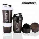 600ml Sport Water Bottle Juice Cup Whey Protein Shaker 3 in 1 Fitness Gym Shaker