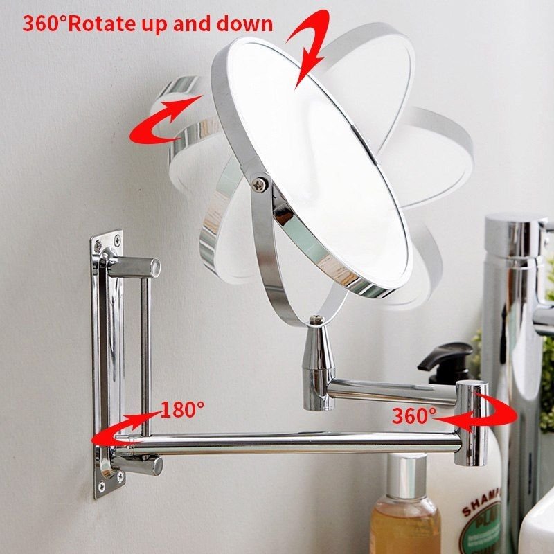 Double Side Wall Mirror Bathroom Shaving Extend Cosmetic Makeup Face Magnifying
