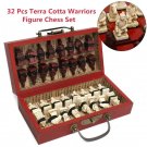 Terra Cota Chinese Retro Warriors Figure Chess 32 Pieces With Wood Leather Box