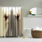 Scary Shadow Maniac Bloody Hands Polyester Waterproof Bath Decor Shower Curtain