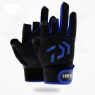 Blue DAIWA Fishing Gloves 3 Fingers Cut Water-Proof Sport Hunting Outdoor Gloves